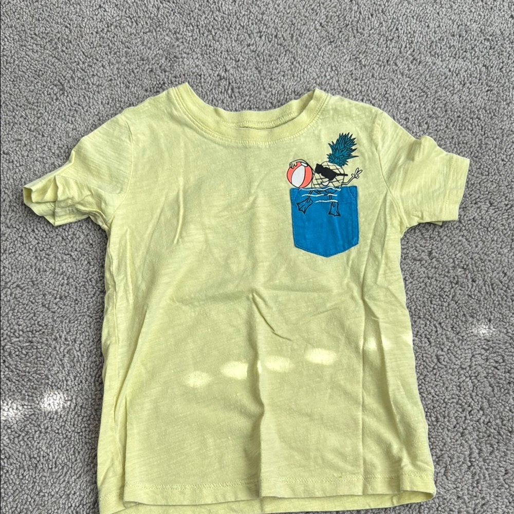 Yellow Kids T-Shirt with Blue Pocket
